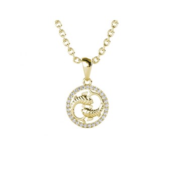 Pisces Zodiac Pendant - Gold and Crystal