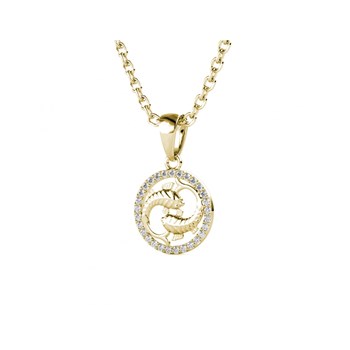 Pisces Zodiac Pendant - Gold and Crystal