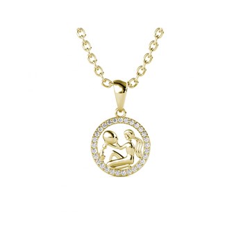Pendentif Zodiaque Verseau - Doré et Cristal