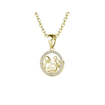Pendentif Zodiaque Verseau - Doré et Cristal