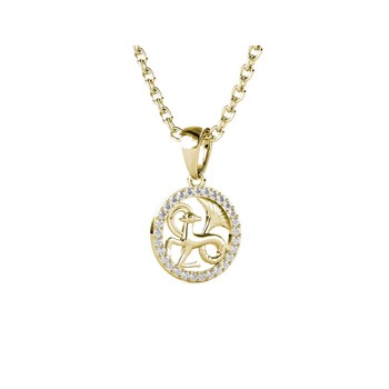 Pendentif Zodiaque Capricorne - Doré et Cristal
