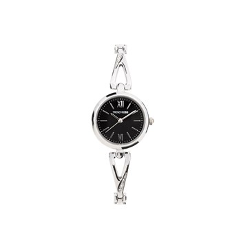 Mariette  - Montre femme - Analogique 3 aiguilles - Bracelet argenté - Cadran noir