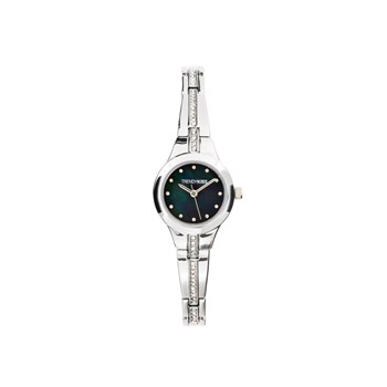 Clotilde  - Montre femme - Analogique 3 aiguilles - Bracelet argenté - Cadran noir