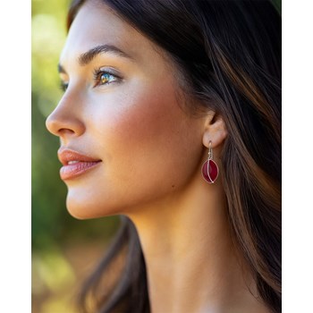 Earrings Adara Silver 925 and Coral | ADEN Design Feuille | Bijou Naturel