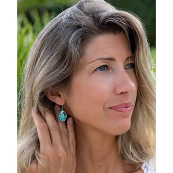 Boucles d'Oreilles Adara Argent 925 et Nacre Abalone | ADEN Design Feuille | Bijou Irisé