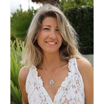 Pendentif Elena Argent 925 et Nacre Abalone | ADEN Design Carré | Bijou Contemporain