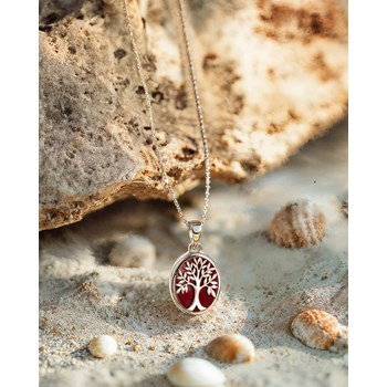 Pendentif Yggdra Arbre de Vie Argent 925 et Corail | ADEN Bijou Symbolique