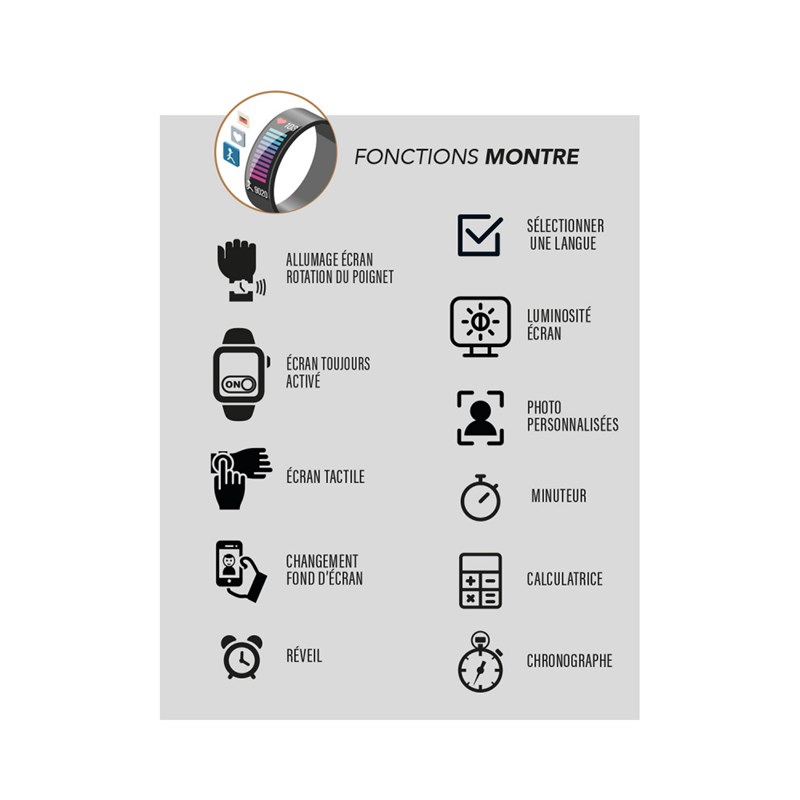 Montre Connectée mixte - OVERTAKE - Bracelet silicone blanc - vue 4