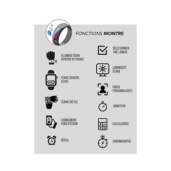 Montre Connectée mixte - OVERTAKE - Bracelet milanais noir