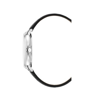 KILO - Boitier argenté - Bracelet cuir noir - Cadran noir - Montre homme