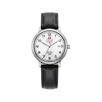KILO - Boitier argenté - Bracelet cuir noir - Montre homme