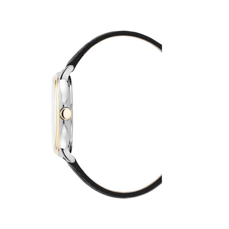 KILO - Boitier doré - Bracelet cuir noir - Montre homme - vue 3