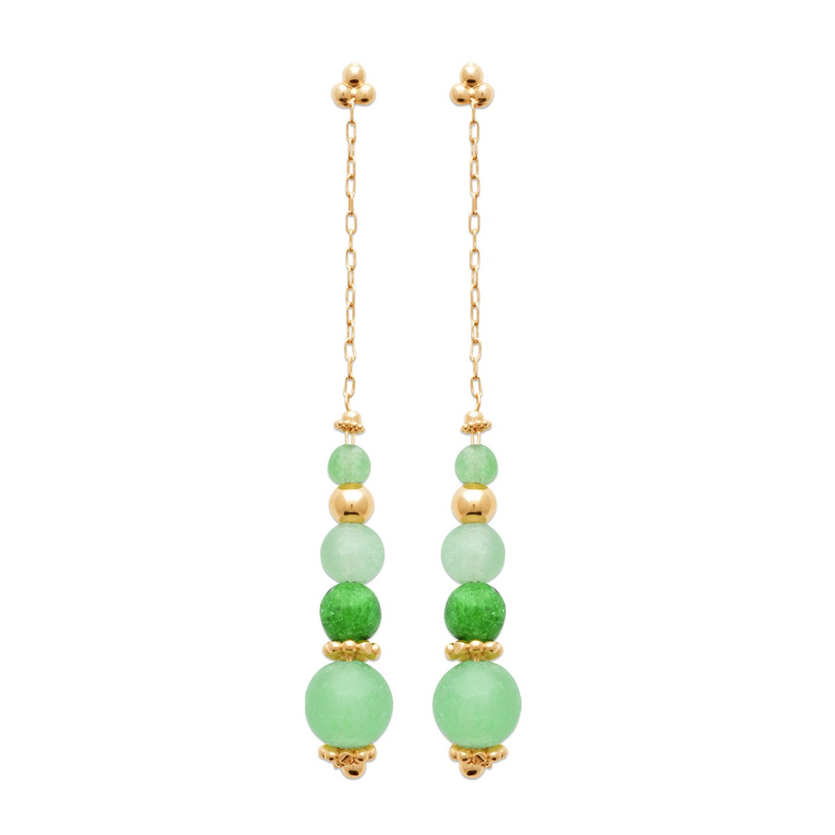 Boucles d'oreilles Brillaxis perles vertes plaqué or
