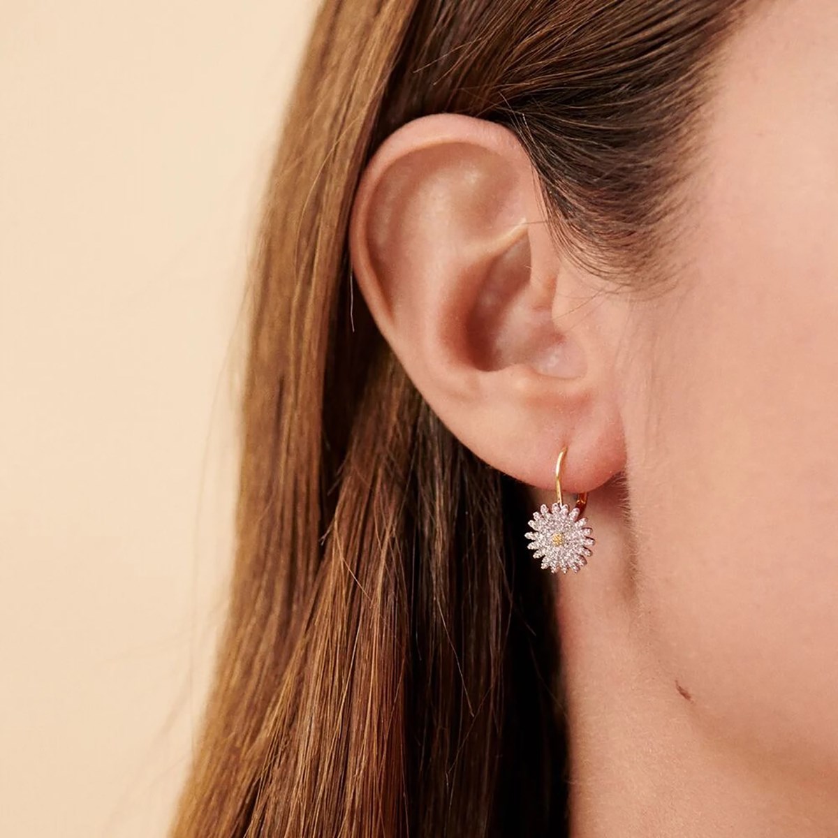 Boucles d'oreilles Agatha Blosson plaqué or - vue 2
