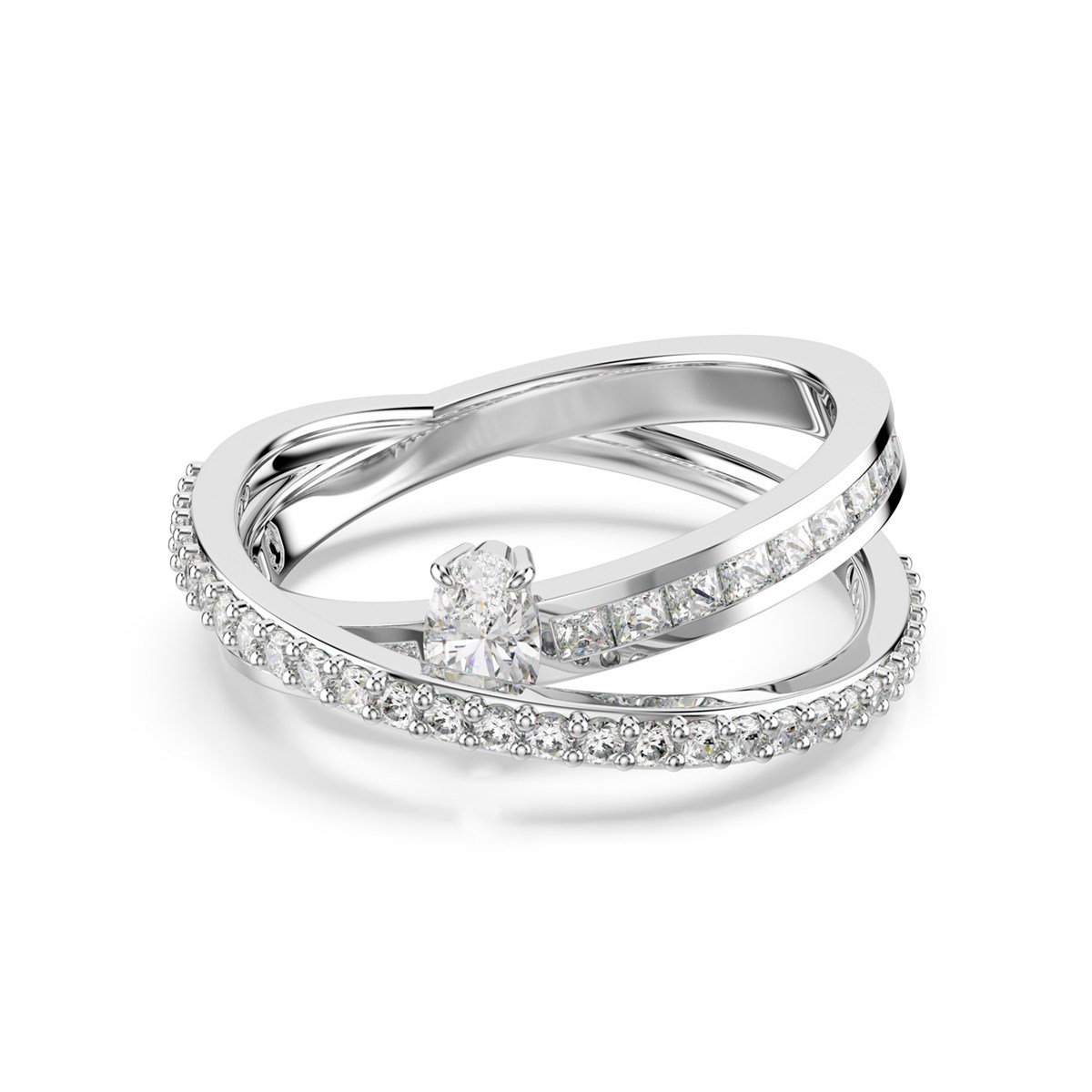 Bague Swarovski Hyperbola deux anneaux_x000D_
T55