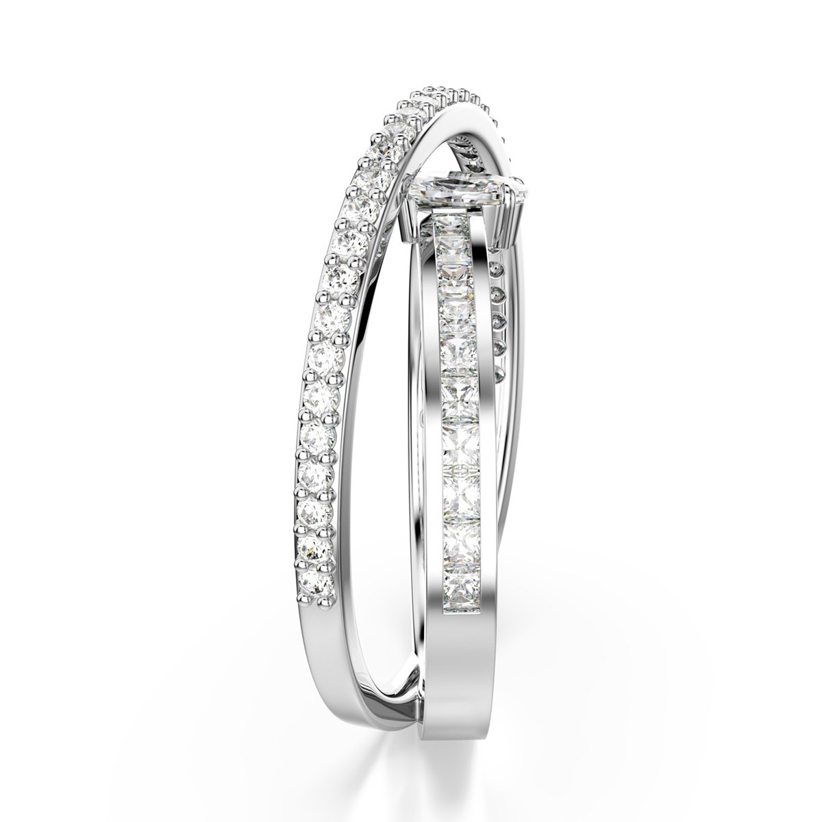 Bague Swarovski Hyperbola deux anneaux_x000D_
T55 - vue 4