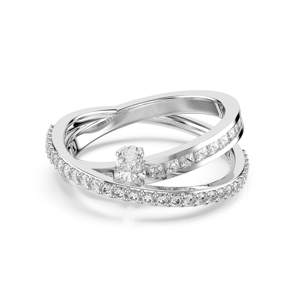 Bague Swarovski Hyperbola deux anneaux_x000D_
T55 - vue 5