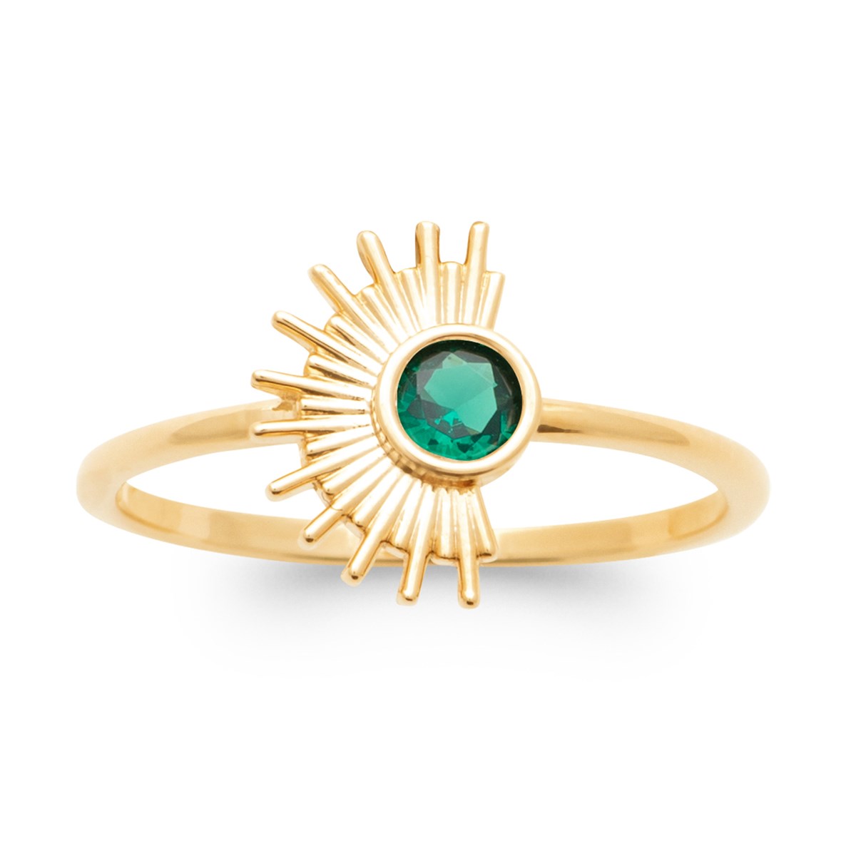 Bague Brillaxis Soleil plaqué or et oxyde vert - vue 4
