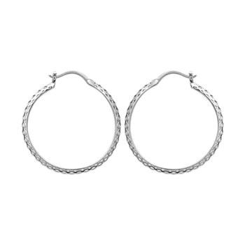 Créoles Brillaxis motif croisillon argent rhodié