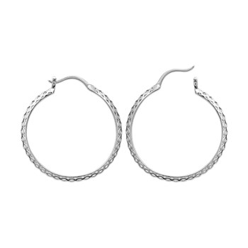 Créoles Brillaxis motif croisillon argent rhodié