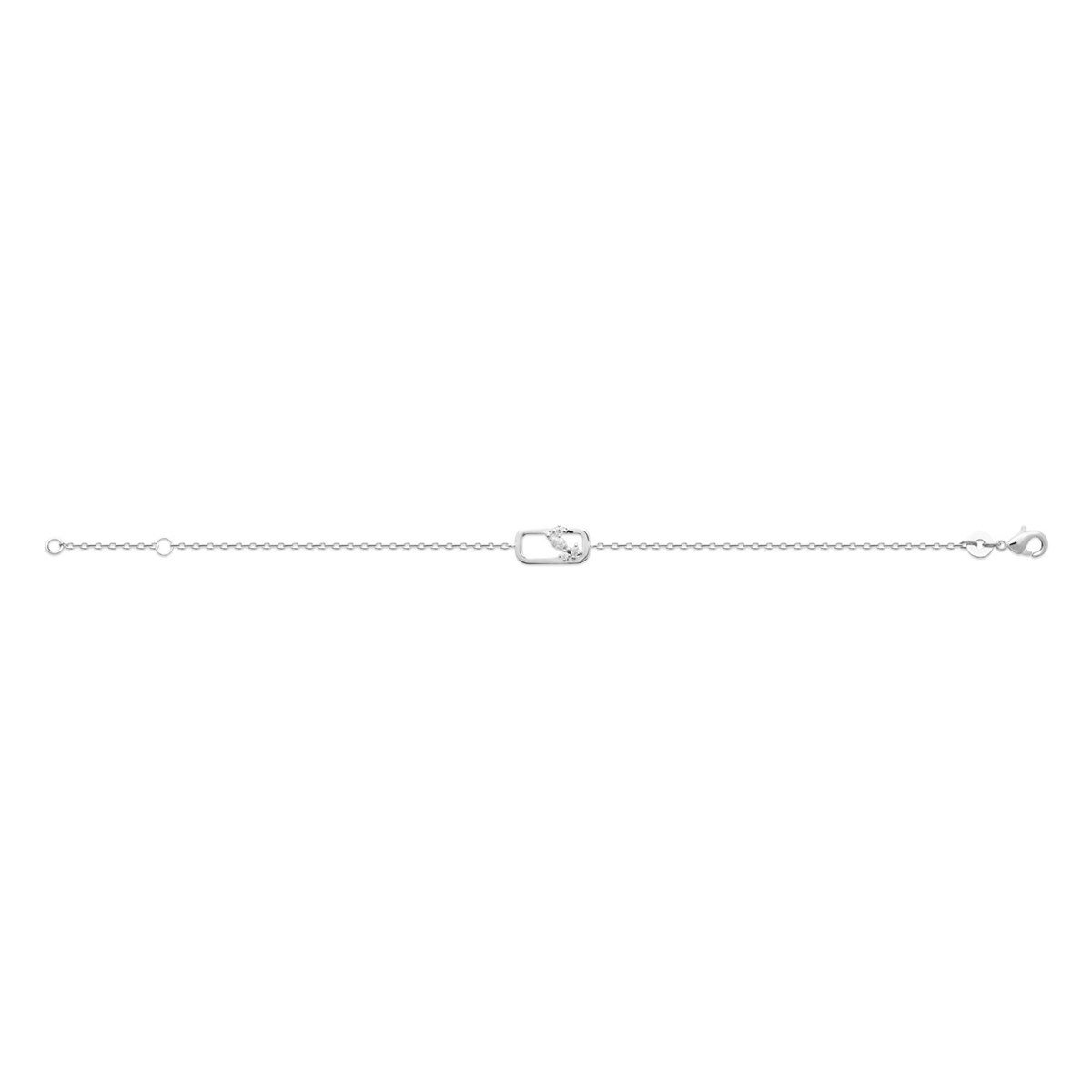 Bracelet Brillaxis rectangulaire argent rhodié
design Floral et Oxydes de zirconium - vue 3