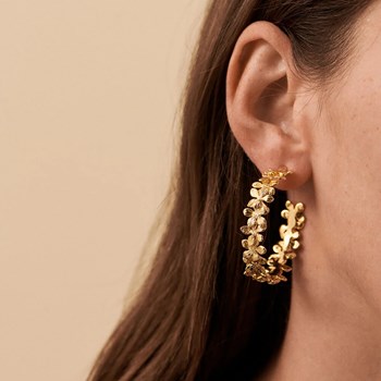 Créoles ouvertes Agatha Bloom petites fleurs dorées