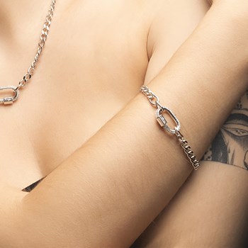 Bracelet Lotus Style maile gourmette acier oxydes