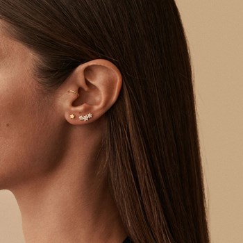 Piercing puce Agatha Trioflor argent doré oxydes