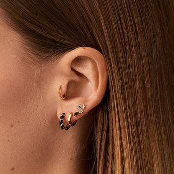 Piercing créole Agatha Sesha argent doré émail noir