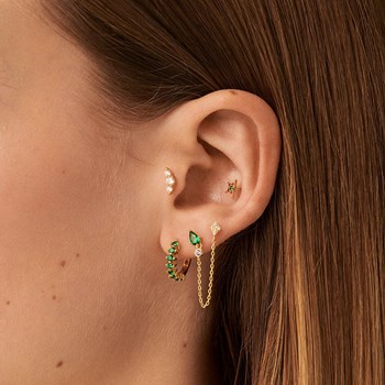 Piercing créole Agatha Radiante doré et vert
