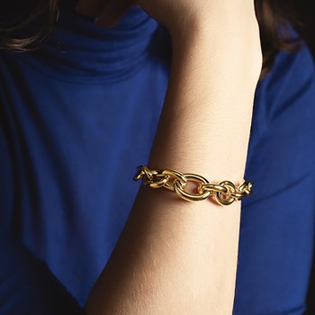 Bracelet Lotus Style acier doré mailles rondes