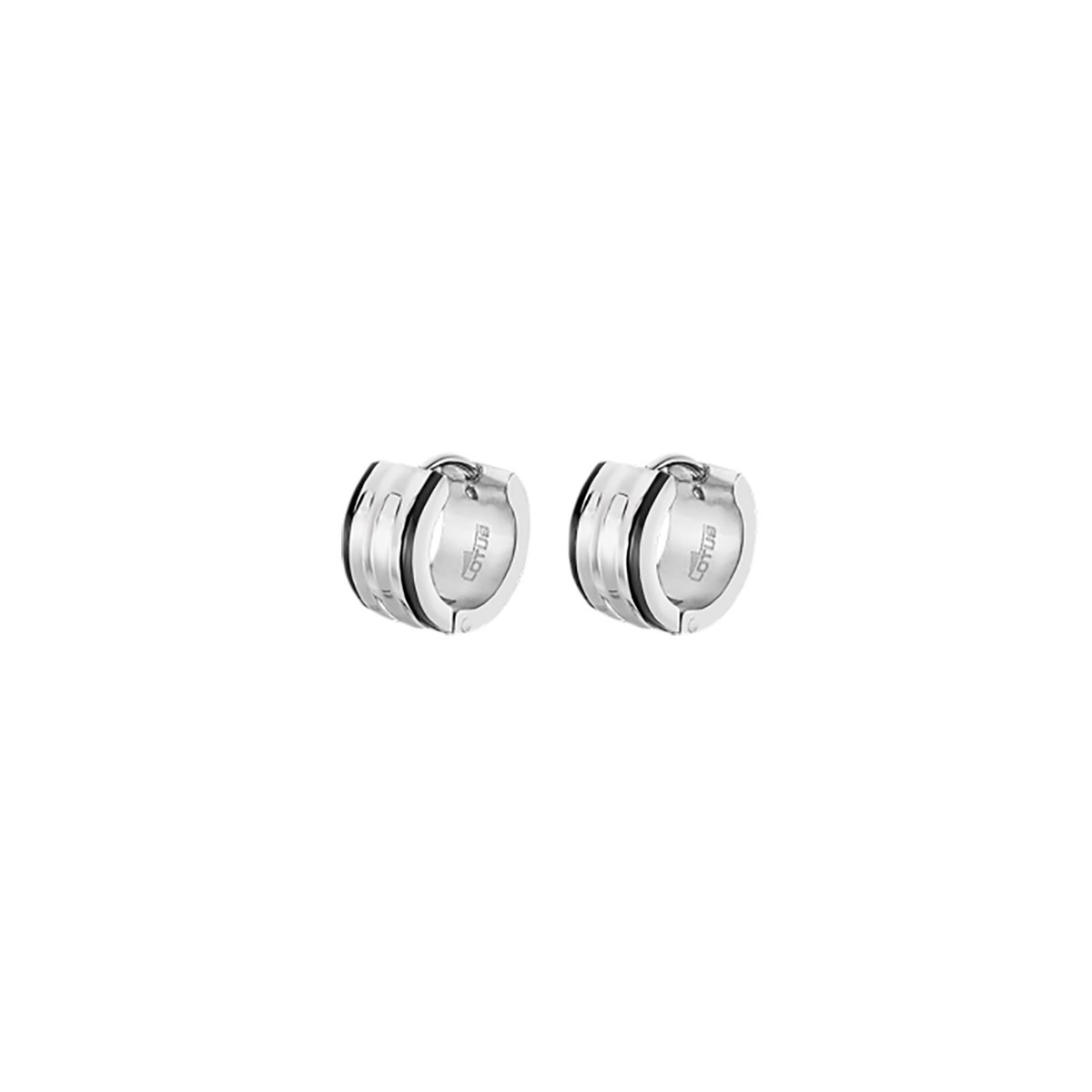 Boucles d'oreilles créoles homme Lotus Style_x000D_
acier bicolore