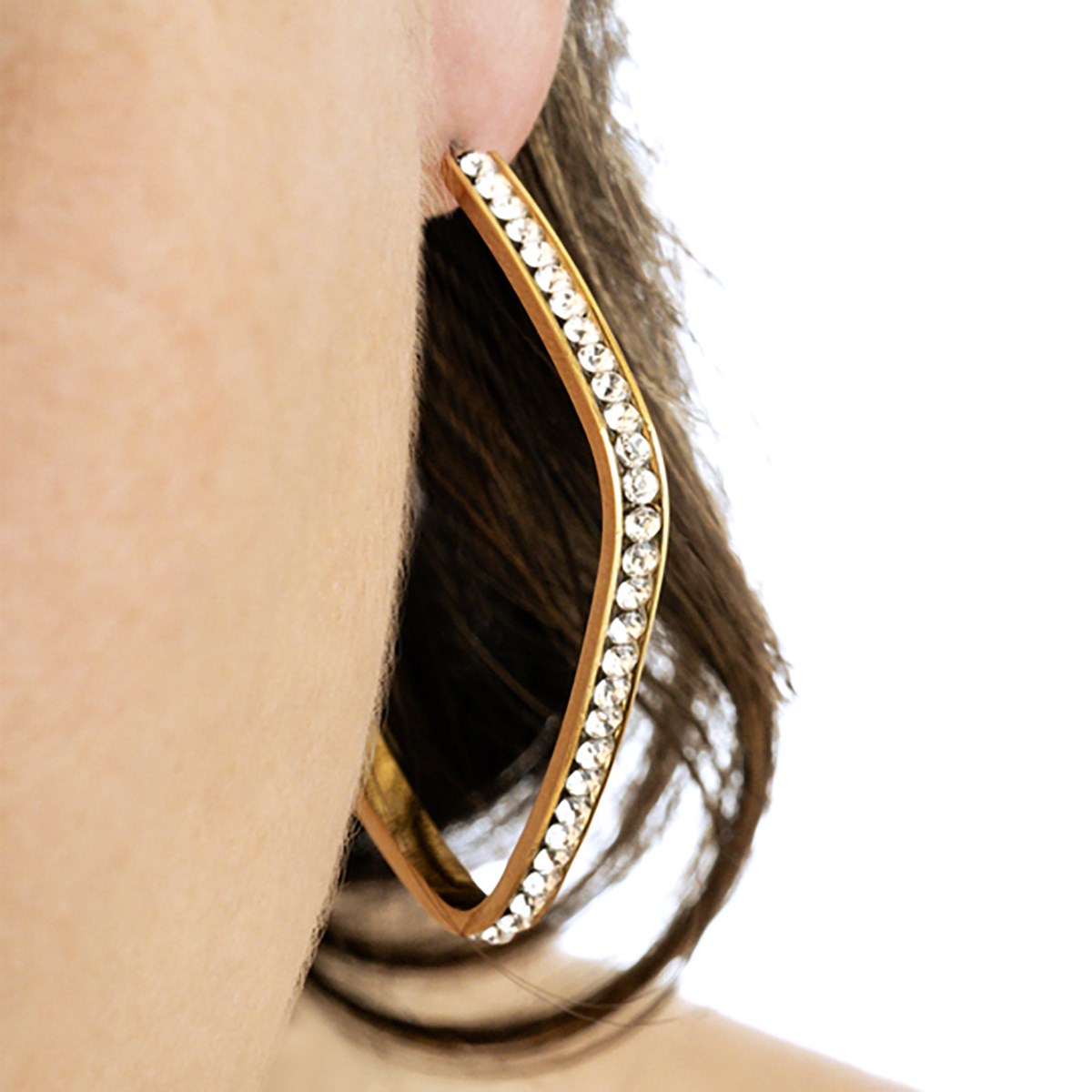 Boucles d'oreilles créoles carrées Lotus Style - vue 2