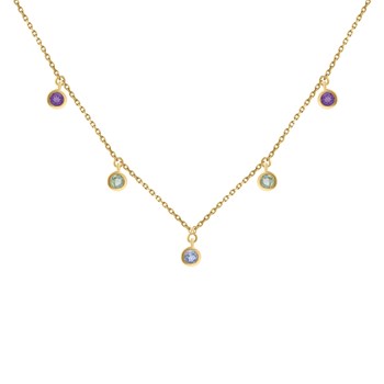 Collier or jaune pampilles topaze améthyste péridot