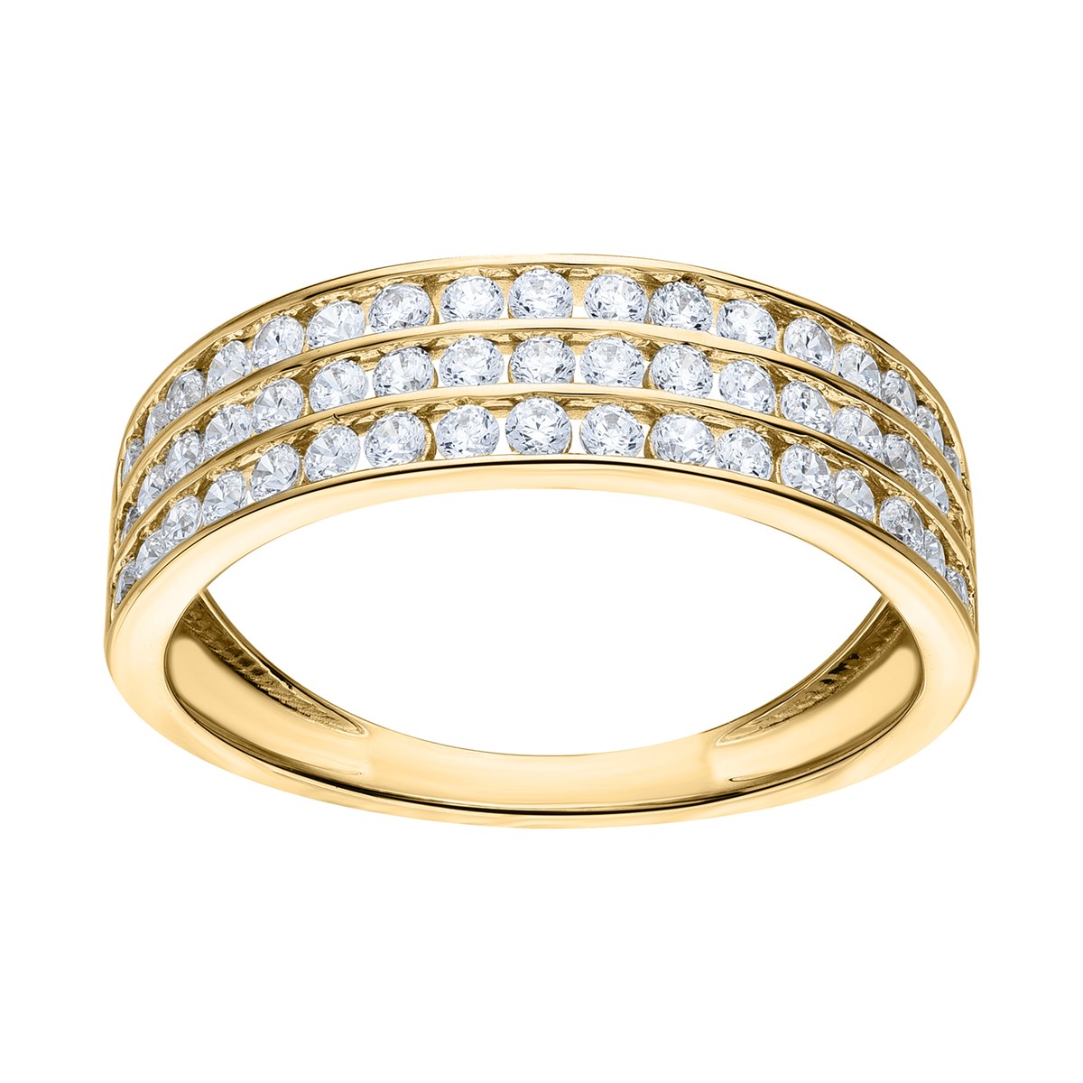 Bague Brillaxis or jaune 18 carats 3 rangs oxydes - vue 2