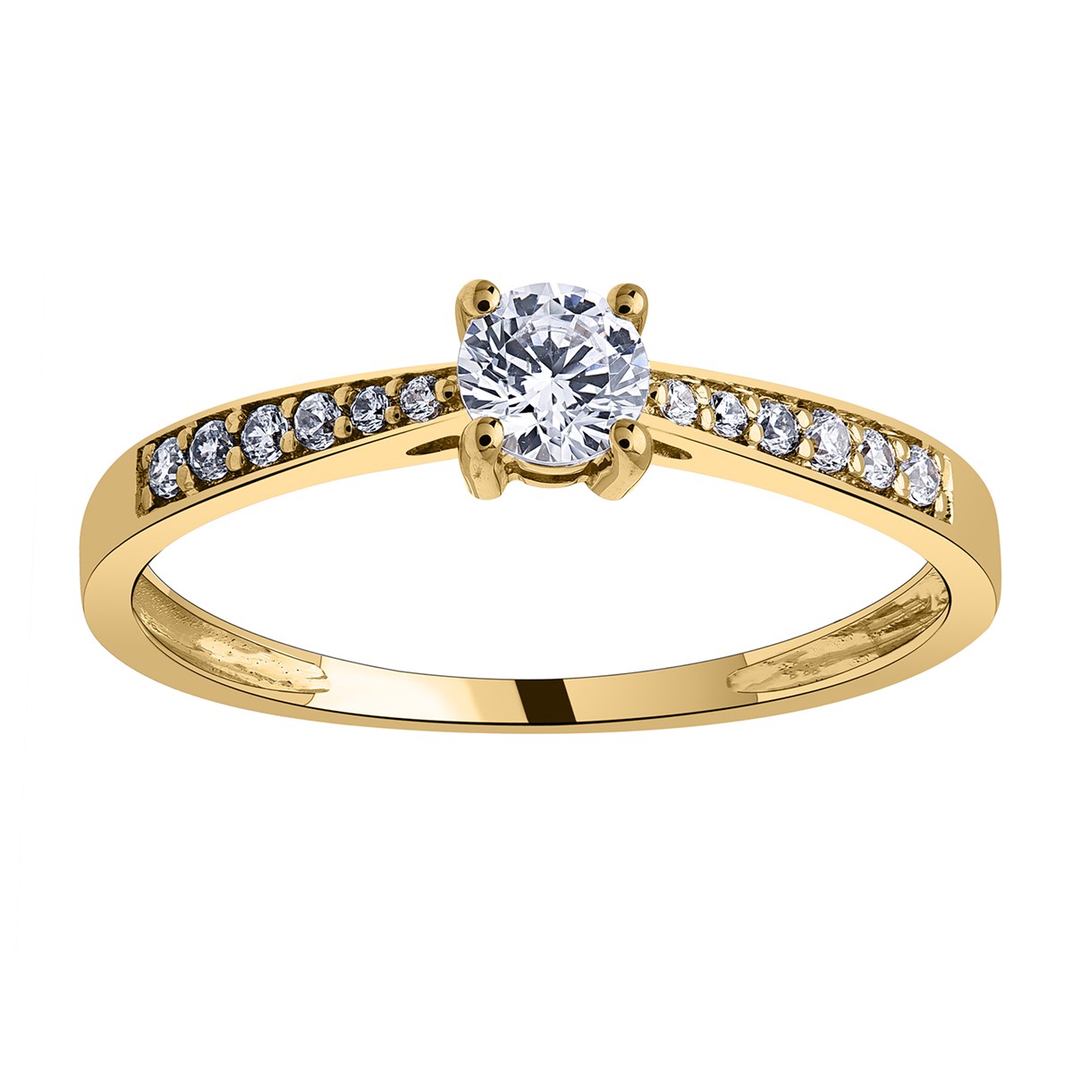 Solitaire accompagné or jaune 18 carats oxydes - vue 2