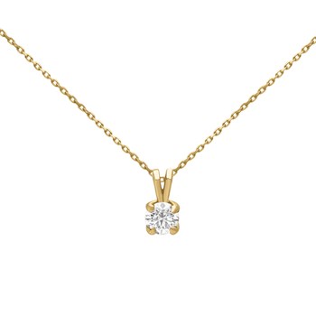 Collier solitaire diamant or jaune 18 carats 0.15 ct