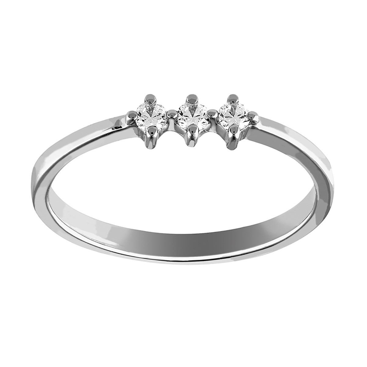 Bague trilogie oxydes or blanc 9 carats - vue 2