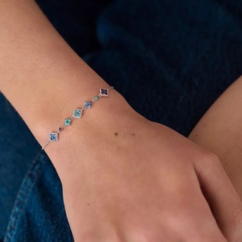 Bracelet Agatha Beloved en argent rangée fleurs