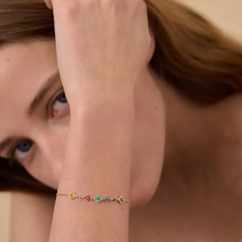 Bracelet Agatha Beloved en argent plaqué or
ligne de fleurs serties d'oxydes multicolores