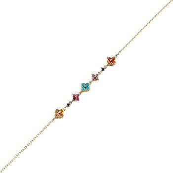 Bracelet Agatha Beloved en argent plaqué or
ligne de fleurs serties d'oxydes multicolores