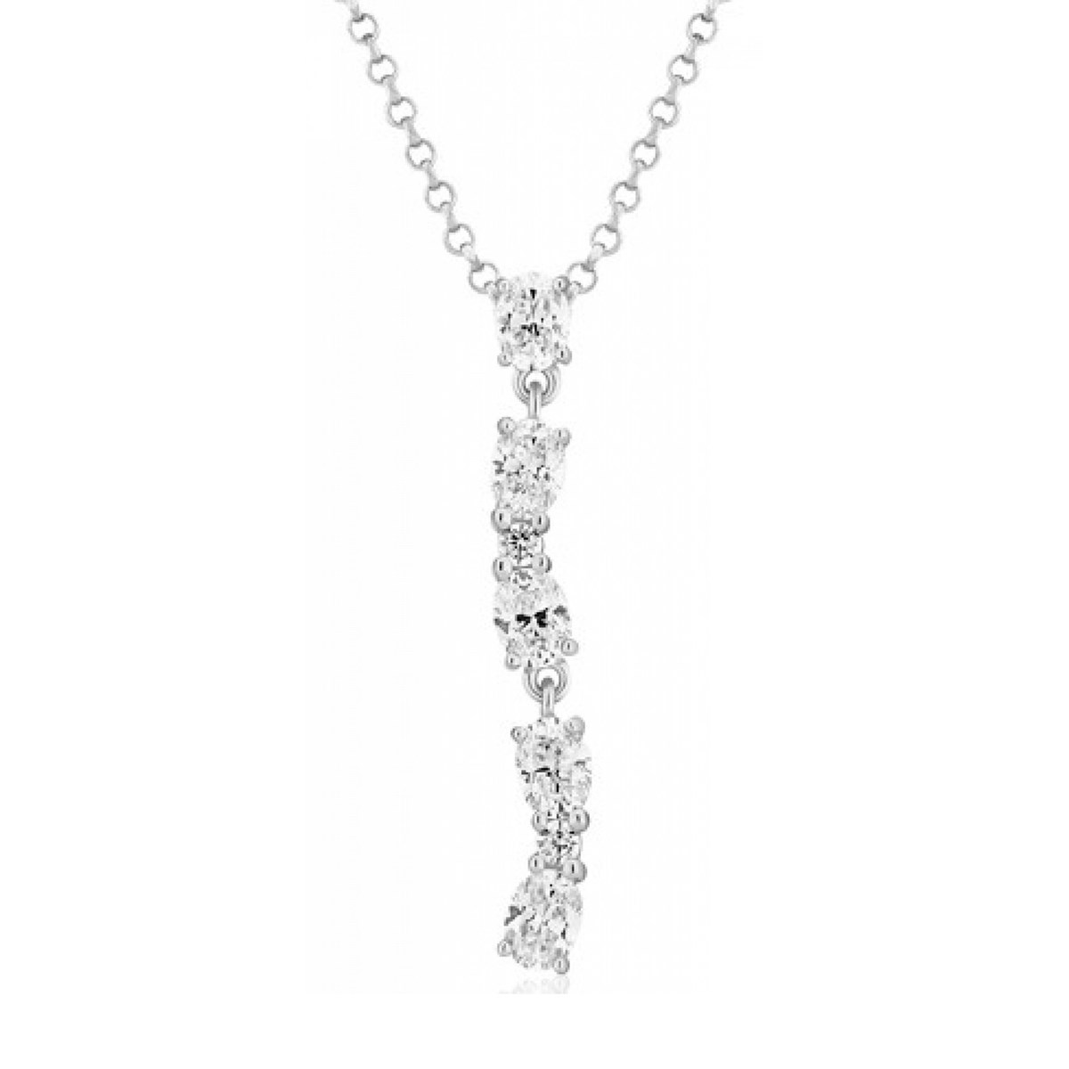 Collier Sif Jakobs Ellea ovale lungo argent_x000D_
pendentif oxydes de zirconium