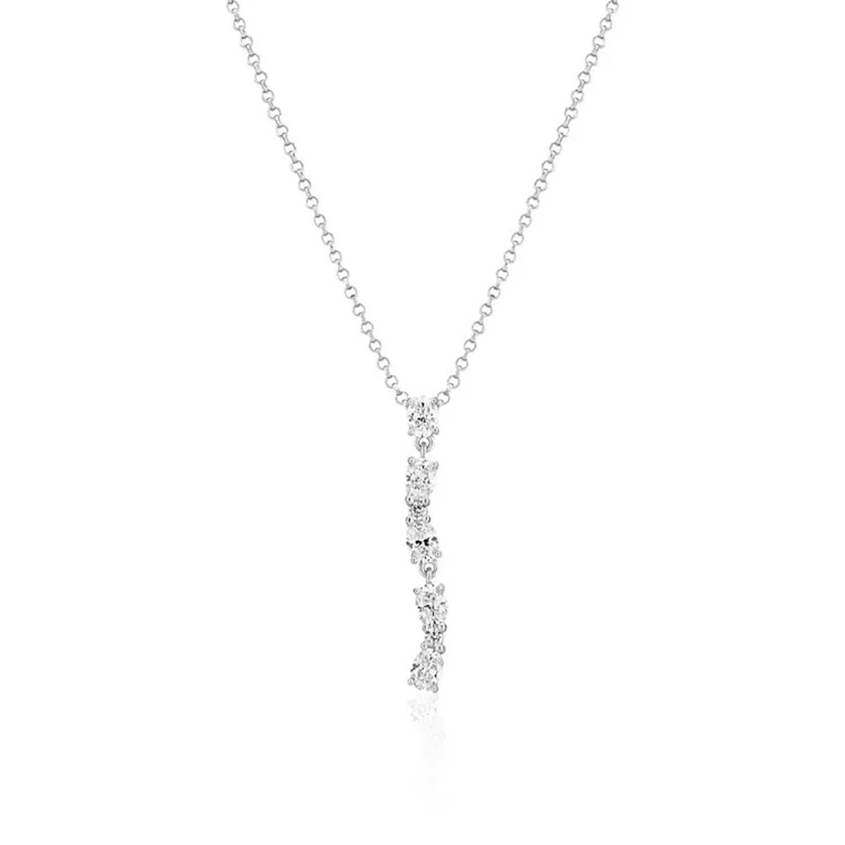 Collier Sif Jakobs Ellea ovale lungo argent_x000D_
pendentif oxydes de zirconium - vue 3