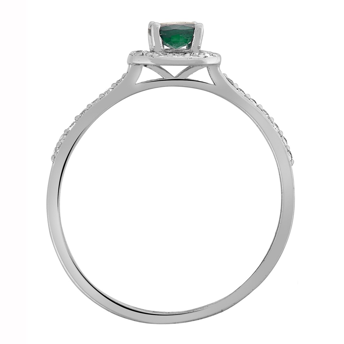 Bague or blanc 9 carats émeraude oxydes - vue 4