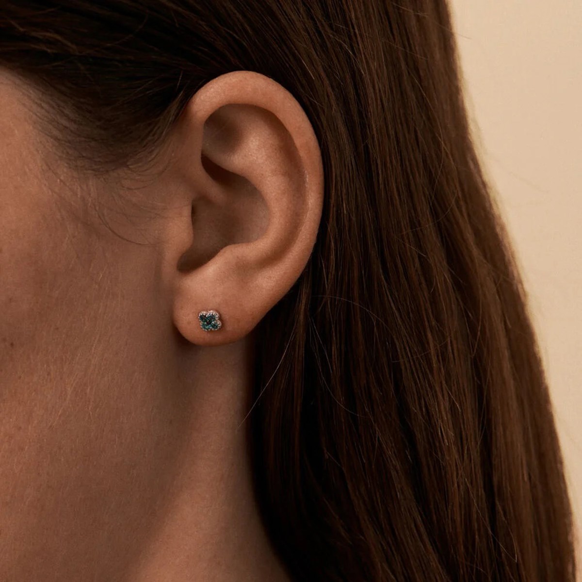 Boucles d'oreilles Agatha Beloved trèfles turquoises - vue 2