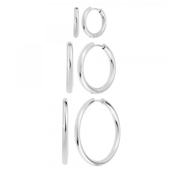 Set of 3 pairs of SC Crystal stainless steel earrings