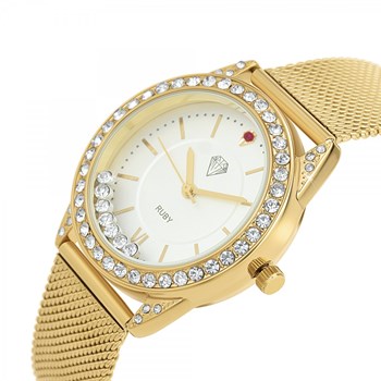 Montre Elly élégante ornée d'un rubis et de cristaux scintillants SC Crystal