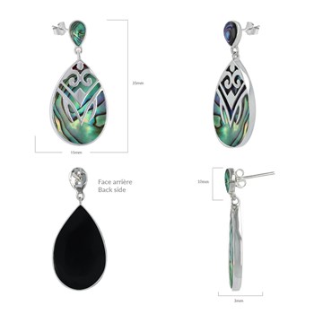 Boucles d'Oreilles Maëlla Argent 925 et Nacre Abalone | ADEN Design Inca | Bijou Irisé
