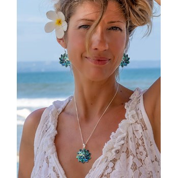 Pendentif Fleur Spirale VAHINE en Nacre Abalone sur Argent 925 - Bijou Artisanal ADEN