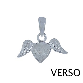 Pendentif Argent 925 Coeur et Ailes d'Ange - Petit Modèle